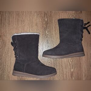 Muk Luks Brown Suede Ziggy Rodeo Boots Size 8.5 Lace Up Backs